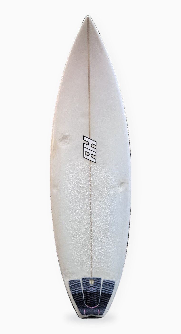 Andrew Harris 6’0 shortboard, standing