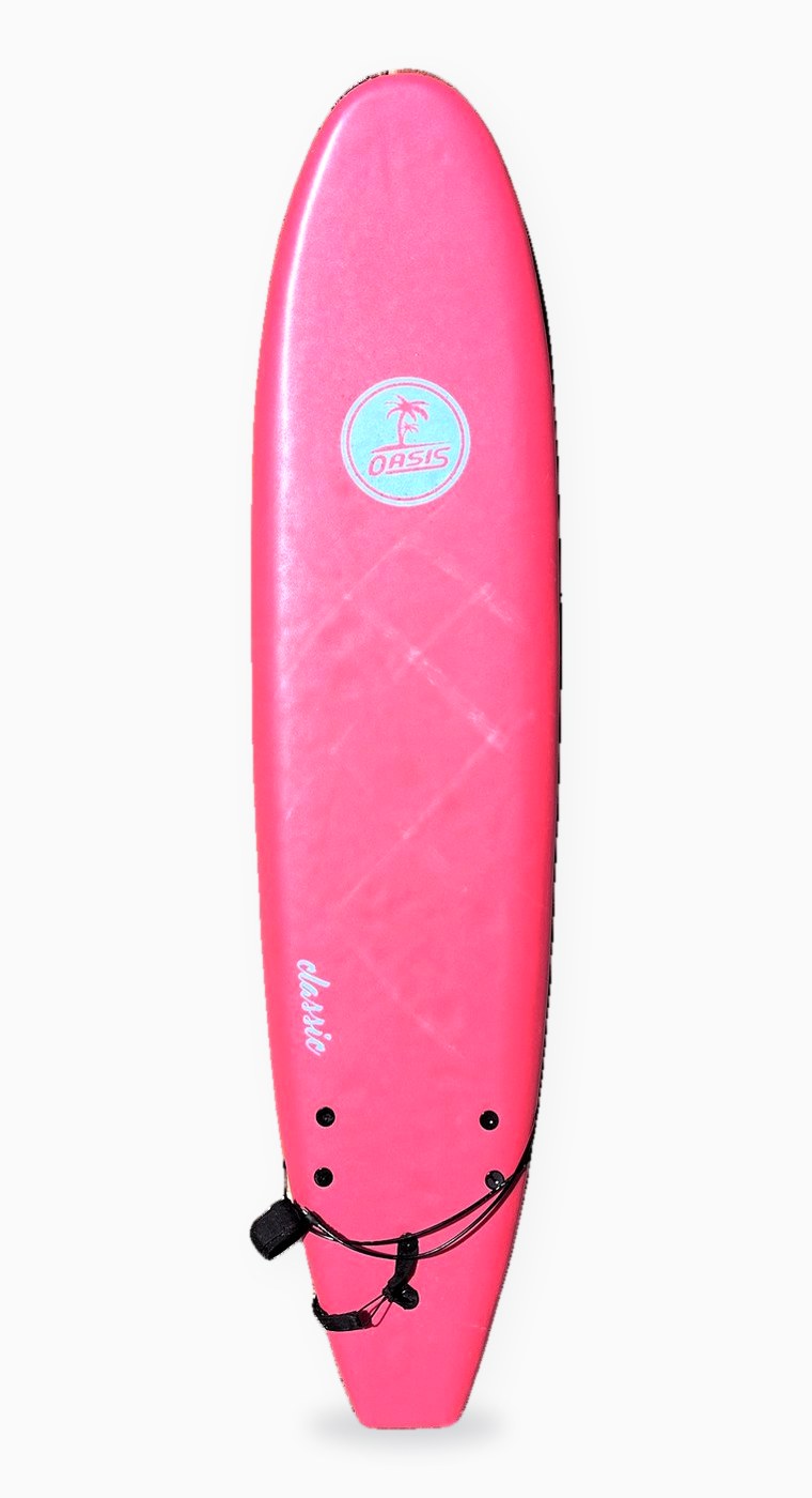 Oasis 7’6 soft-top, standing